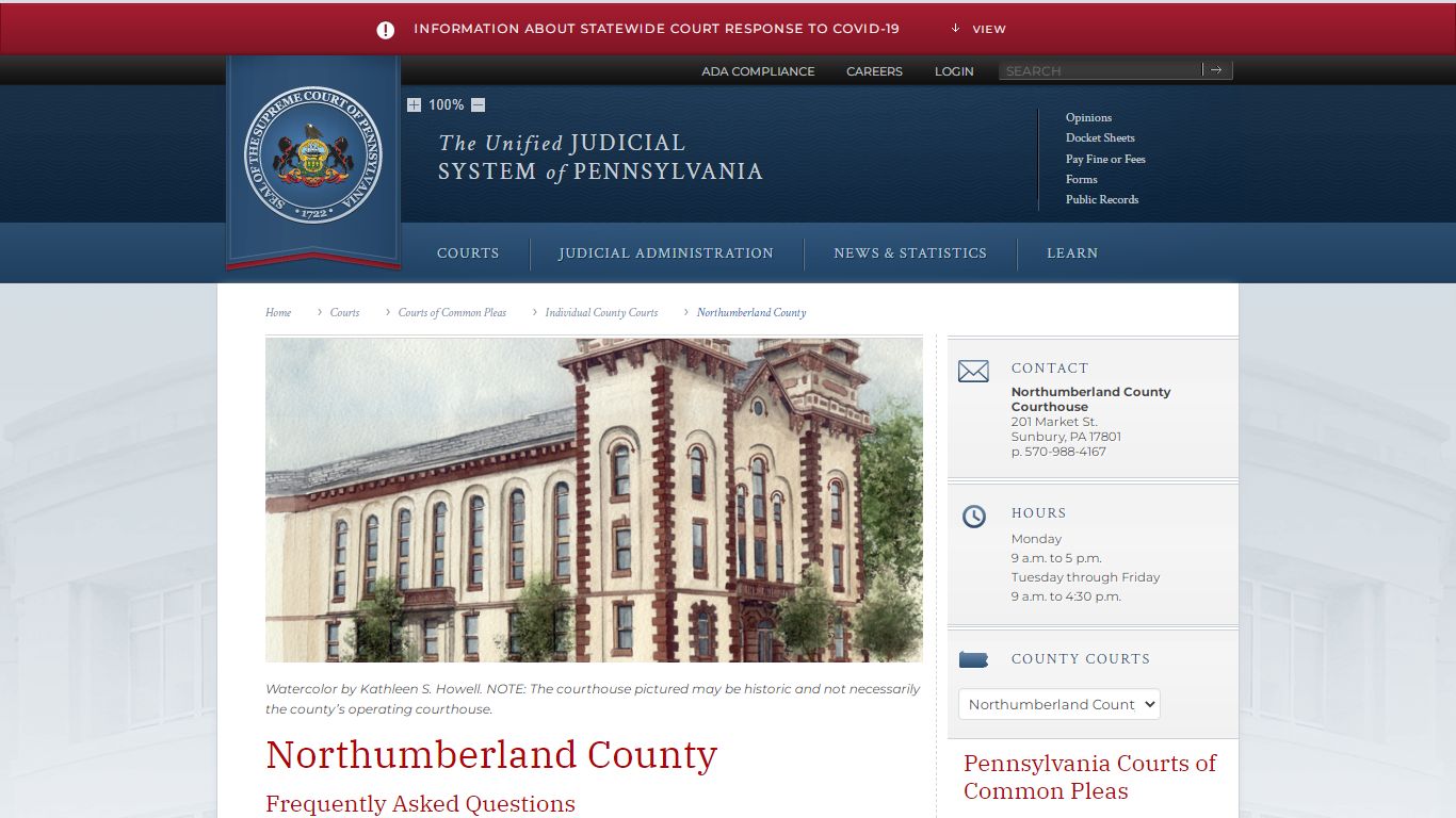 Northumberland County | Individual County Courts | Courts of Common ...