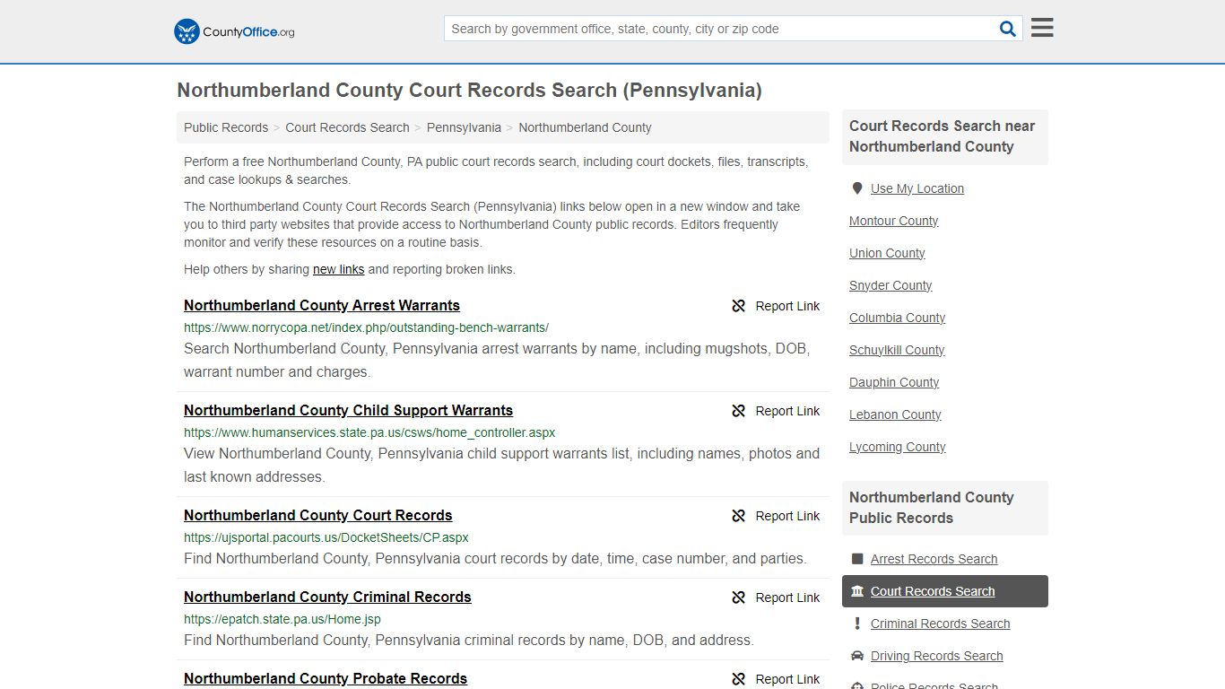 Northumberland County Court Records Search (Pennsylvania)